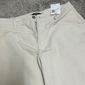 Forever 21 Women's Cream Corduroy Wide Leg Pants